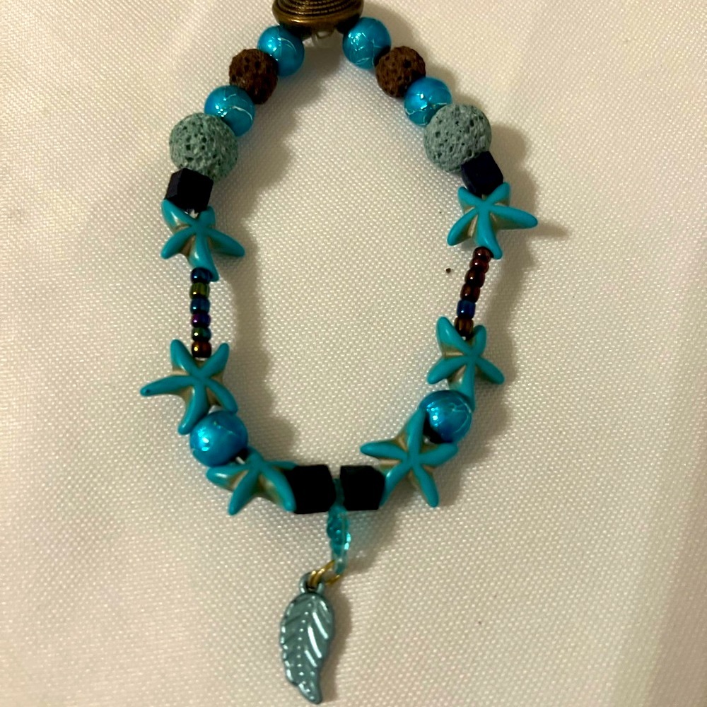 Handcrafted Starfish Stone And Lava Rock Diffuser Beaded Bracelet